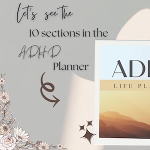Planner di vita per ADHD in formato PDF stampabile / 138 pagine / Sezioni dedicate a routine quotidiane, strumenti di concentrazione, brain dump, blocchi temporali e regolazione emotiva