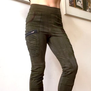 Side Pocket Hemp/Organic Cotton/Lycra Pant Green/Brown 画像 3