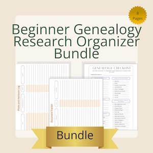 Genealogy Research Organizer Printable Bundle | Family History Source Log, Document Tracker & Heirloom Record Pages