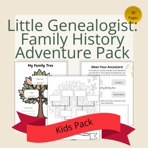 Little Genealogist Family History Adventure Pack Printable, Kids Genealogy Activity Book, Family Tree Worksheets