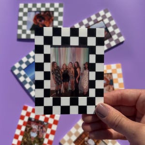 Retro Checkered Polaroid Frame Magnet Maximalist Decor