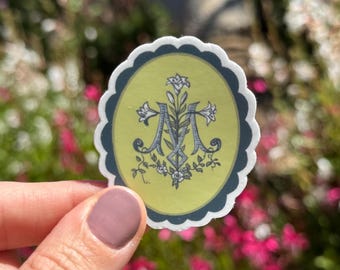 Marian Floral Katholischer Aufkleber Traditionelles katholisches Kunstgeschenk für katholischen Teen Konfirmationssponsor Geschenk Marian Art Sticker mit Marian Logo