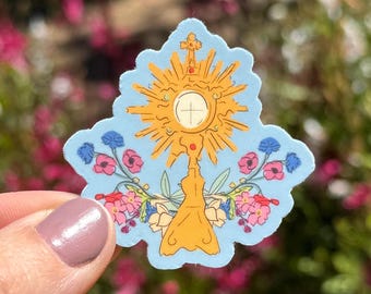 Custodia floral, calcomanía católica, adoración eucarística, maestro católico, regalo al por mayor para patrocinador de RCIA, regalo de cumpleaños basado en la fe, mamá católica