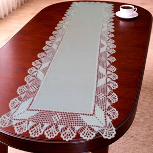 Linen Table Runner with Decorative Lace Edge – Classic Home Accent