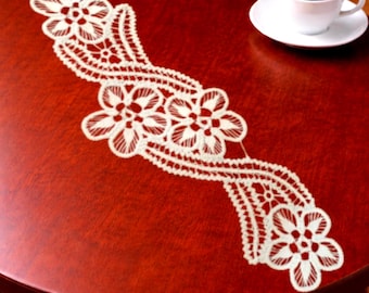Crochet Lace Table Runner with Floral Motifs – Elegant Table Decor