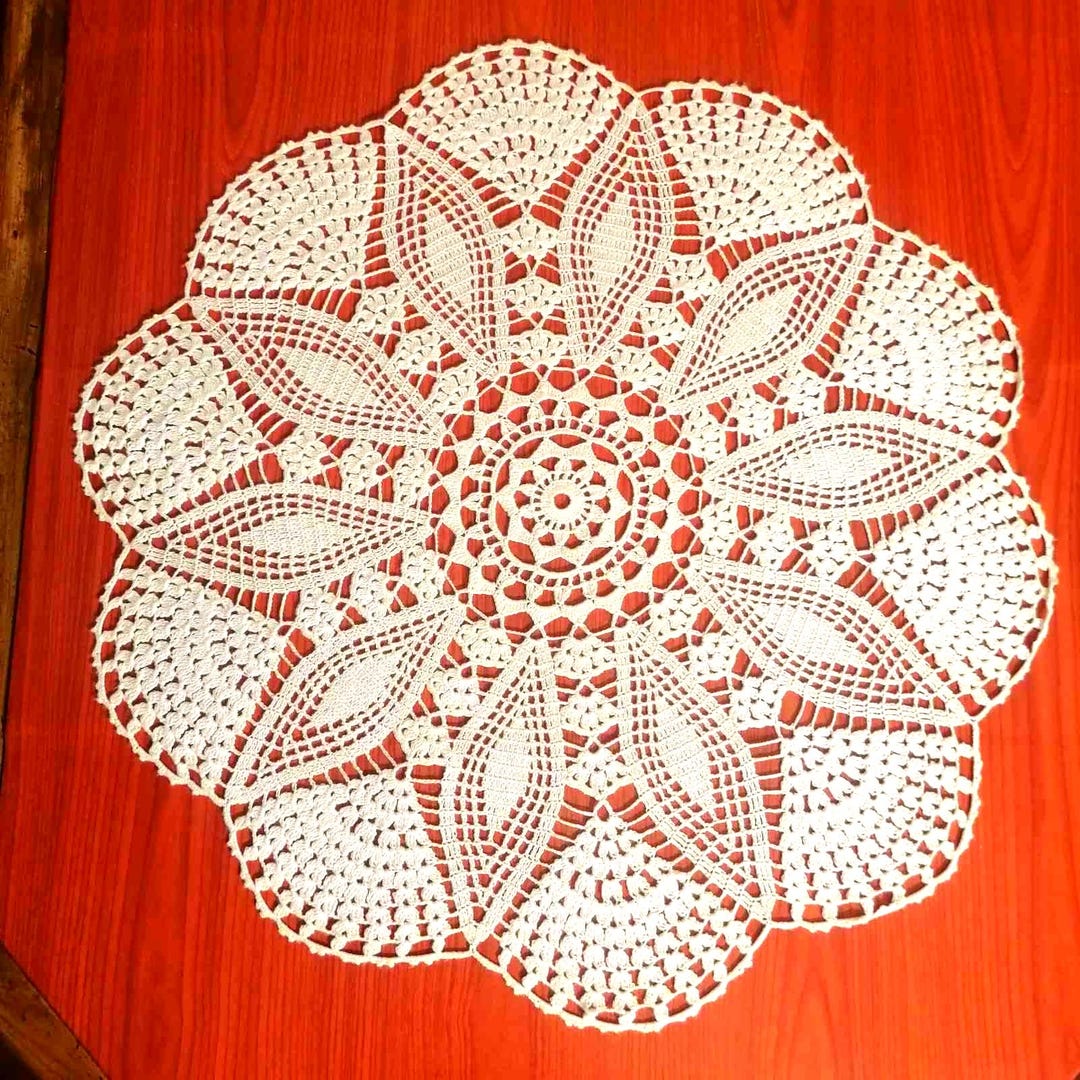 White Handmade Crochet Doily, Elegant Lace Table Mat, Home Decor ...