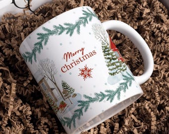 Christmas House Coffee Mug: Festive Holiday Ceramic Cup 11oz