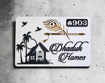 Custom Acrylic House Number Sign: Modern Outdoor Address Plaque