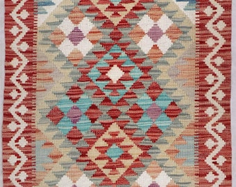 Handmade Afghan Maimana Kilim Runner 74cm x 193cm / 2ft5in x 6ft4in