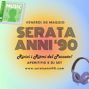 INVITO SERATA ANNI 90 party - invito digitale per serata evento,invito stampabile, whatsapp editabile template canva