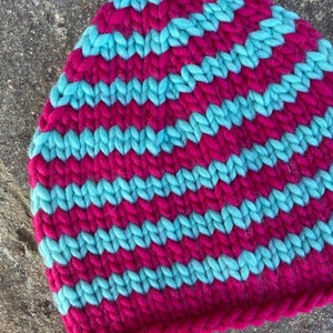 Striped Knit Beanie: Wool Blend Women&#39;s Hat