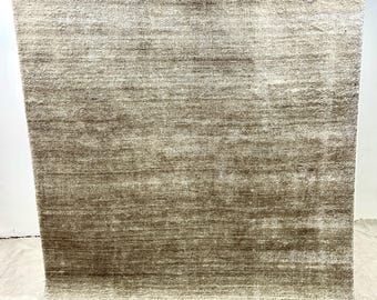 Handmade Stone Grey Rug – Bamboo Silk Modern Carpet – Soft Luxury Living Room Rug