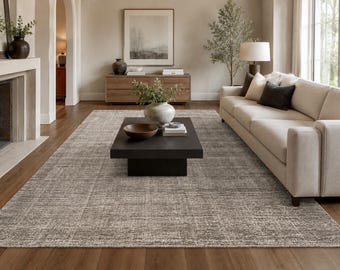 Handloom Bamboo Silk Wool Rug, Neutral Earth Tone, Modern Scandinavian Carpet (Custom Size)