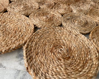 Handmade Round Jute Rug, Braided Woven Floor Mat, Natural Fiber Area Rug for Living Room Bedroom Entryway, Boho Farmhouse Home Decor