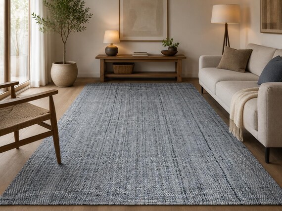 Eco Friendly Recycled PET Handloom Rug | Chunky Flatweave Indoor Outdoor Area Carpet