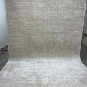 Handloom Bamboo Silk Rug – Soft Luxe Light Grey Minimalist Carpet (Custom Size) image 1