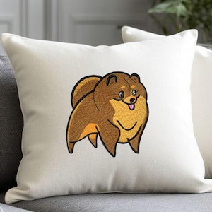Cute Pomeranian Embroidery Design | Cartoon Dog Machine Embroidery File | PES DST JEF | Fun Pet Design for Clothes & Accessories