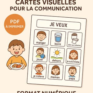 Pack de 10 fiches PECS A5 – Cartes visuelles pour enfants autistes (PDF à imprimer)