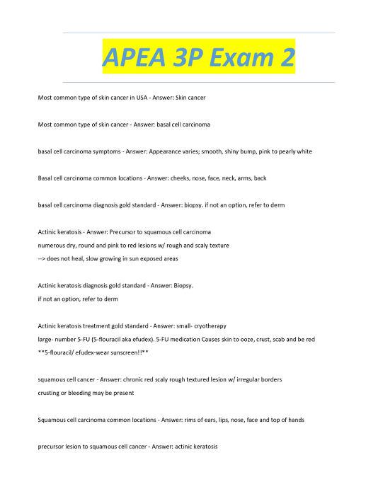APEA 3P Exam 2 exam guide