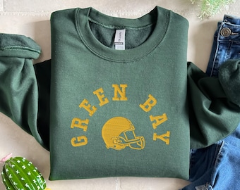 Embroidred Green Bay Sweatshirt, Green Bay Football Fan Sweater, Embroidery Game Day Hoodie, Game Day Sweatshirt, Football Mama Sweater