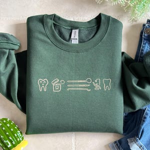 Dentist Embroidered Sweatshirt, Dental Office Team Sweater, Embroidery Dental Hygienist Hoodie, Gift For Dentist, Tooth Lover Crewneck