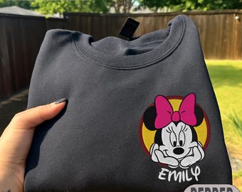 Minnie Name Embroidery Shirt, Embroidered Minnie Mouse TShirt, Embroidery Disney Vacation Matching Tee, Disney Trip Embroidered Shirt