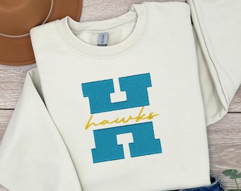 EMBROIDERED Custom Mascot Sweatshirt, Embroidery School Team Sweater, School Spirit, Mascot Fan Sweatshirt, Matching Team Hoodie