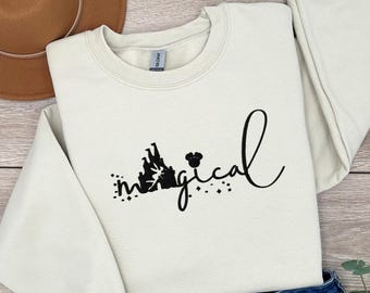 Sudadera mágica bordada, suéter de vacaciones, sudadera con capucha para mujer, sudadera de viaje a Disney, sudadera con capucha bordada inspirada en Disney, Disneyland