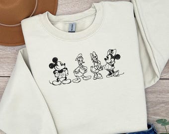 EMBROIDERED Mickey Mouse Friends Sweatshirt, Embroidered Disney Mickey And Friends Sweater, Disney Inspired Embroidery Hoodie, Disneyland