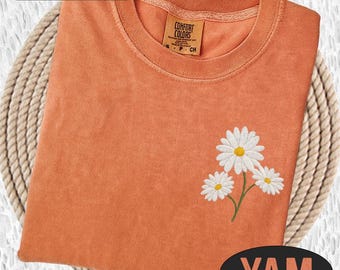 Embroidered Floral Daisy Tshirt, Embroidery Daisy Shirt, Flower Shirt, Daisy Embroidery, Daisies Spring Shirt Mom Gift for Her