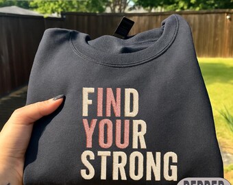 Embroidered Find Your Strong Shirt, Embroidered Inspirational Tshirt, Gym Tee, Runner Gifts, Cute Workout Shirt, Gym Tshirt, Gift for Her