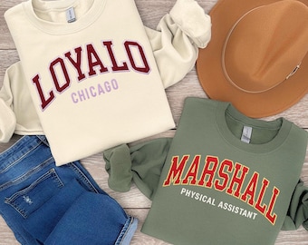 Embroidered Custom Filled Varsity Sweatshirt, Custom Text Embroidery Sweater, Personalized Embroidered, Custom Embroidery Text Hoodie