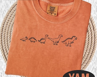 Embroidered Dinosaurs Shirt, Dino Family Tshirt, Dinosaurs Lover Gift, Gift for Geologist, Dino Embroidered Crewneck, Dinosaur Tee