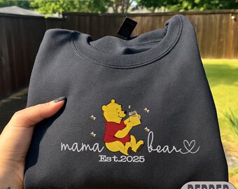 Embroidery Mama Est Shirt, Embroidered Mama Bear Shirt, Mothers Day Gift, Personalized Mama Bear Shirt, Embroidery Mothers Day Shirt