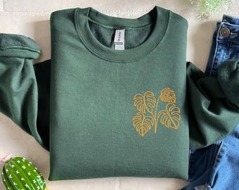 EMBROIDERED Monstera Sweatshirt, Plant Lady Sweater, Plant Mama Hoodie, Plant Mama Gift, Plant Mom Sweater, Plant Shirt, Plant Lover Hoodie