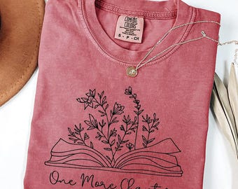 Embroidered Retro Book Lover Gift, Reading Shirt, Embroidery Just One More Chapter Tshirt, Books Club Matching Shirt, Gift For Librarian