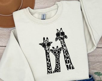 Embroidered Giraffe Sweatshirt, Funny Giraffe Sweater, Giraffe Lover Hoodie, Embroidered Sarcastic Giraffe Sweater, Gift for Giraffe Lover