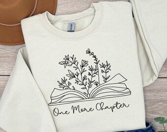 Embroidered Retro Book Lover Gift, Reading Sweatshirt, Embroidery Just One More Chapter Sweater, Books Club Matching, Gift For Librarian