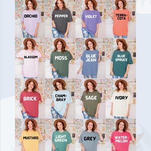The image is a color chart featuring a total of 1717 different colors, each corresponding to a different person's shirt. The colors include various shades of pink, blue, green, and other hues, as well as neutral tones like gray and white. The chart is organized into a grid with four rows and three columns, showcasing the diverse range of colors available for each person to choose from.