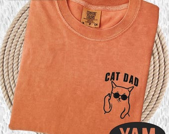 Cat Dad Embroidered Shirt, Custom Dad Shirt, Embroidery Cat Dad On Pocket Size, Gift For Cat Dad, Cat Lover Shirt, Animal Lover Gift