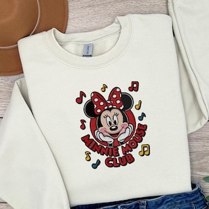 Disney Embroidery Sweatshirt, Embroidered Minnie Mouse Sweater, Embroidery Disney Vacation Matching Sweater, Disney Trip Embroidered Hoodie