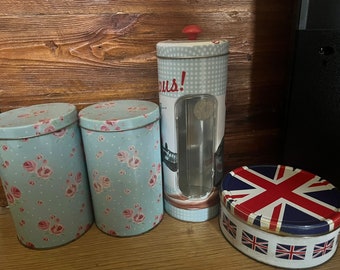 Country living Shabby Chic Tin Containers