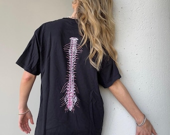 Lumbar Puncture Tee Shirt - Black Short Sleeve with Spine Design
