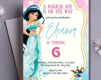 Invito di compleanno modificabile della principessa Jasmine / Festa magica di Aladdin / Download digitale / Invito stampabile per bambini "La notte araba" 40