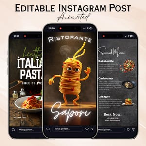 Autentyczny włoski szablon wideo na Instagramie restauracji | Edytowalna promocja Canva dla makaronu i specjalnego menu | Pobieranie cyfrowe dla Food 10