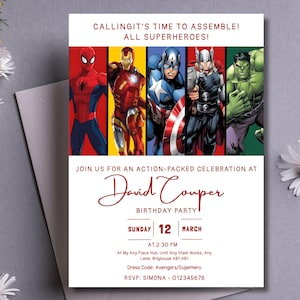 Editable Superhero Birthday Invitation | Avengers Party | Digital Download | Printable Kids Party Invite 73