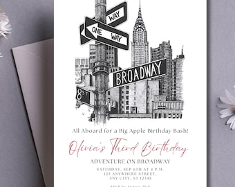 Invito di compleanno modificabile a Broadway a New York / Download digitale / Festa in città a New York stampabile / Modello di invito personalizzato per bambini della Grande Mela 42