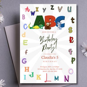Editable ABC Birthday Invitation | Alphabet Party Invite | Digital Download | Printable Kids Birthday | Instant Download 27