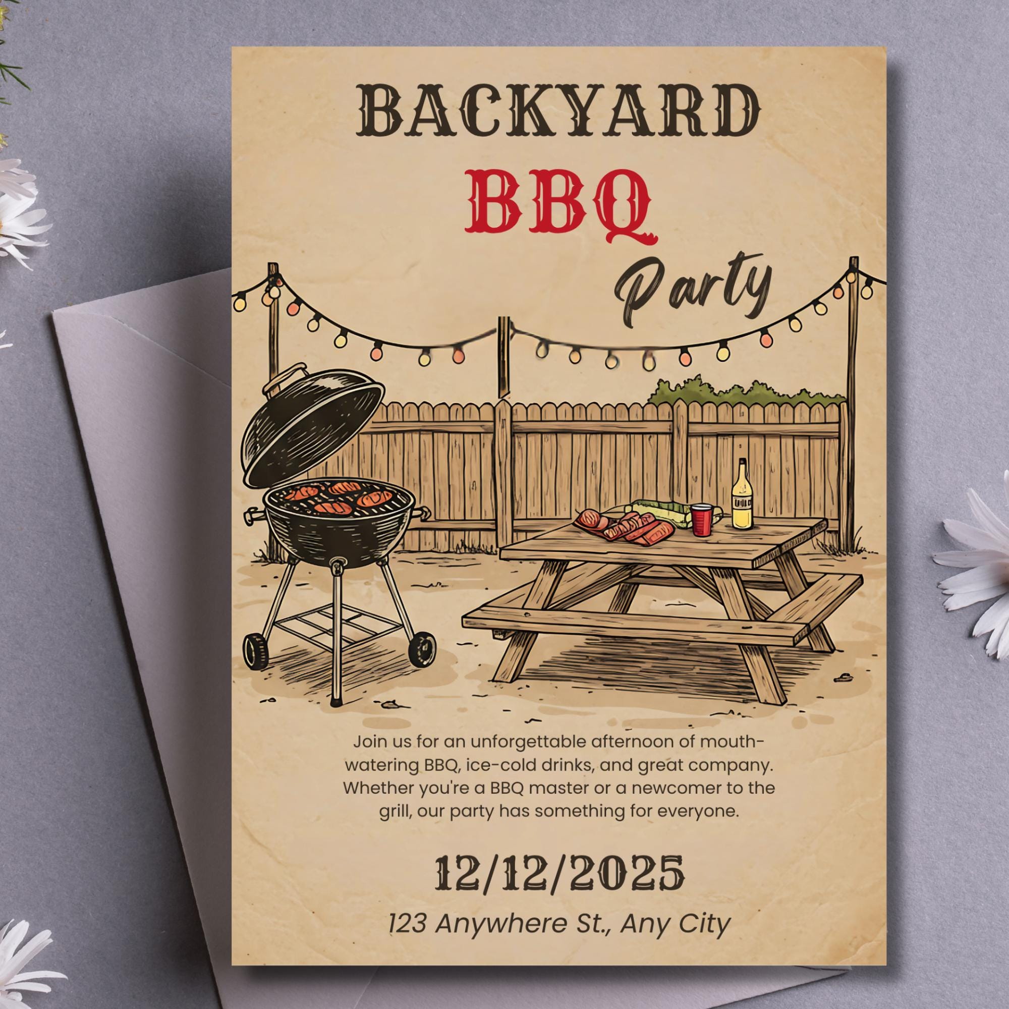 Editable Backyard BBQ Invitation, Digital Download, Custom BBQ Party ...