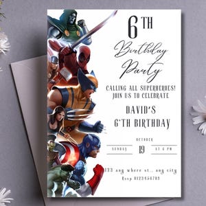 Editable Superhero Birthday Invitation | Digital Download | Printable Boys Party Invite | Comic Book Theme | Custom Kids Birthday Card 78
